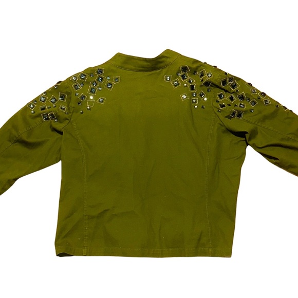 Bob Mackie Wearable Art Embroidered Olive Green Jacket Size XXL - Picture 3 of 4